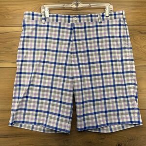 Nike Golf Shorts Dri-FIT Mens Size 38 Plaid Athletic Casual Blue Purple